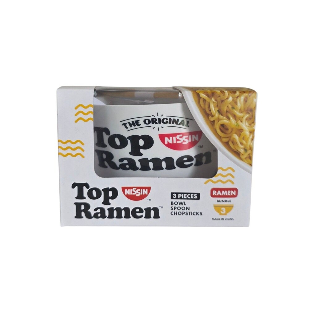 Top Ramen Bowl Set – Bowl, Soup Spoon, & Chopsticks – 3 Piece Gift Bundle